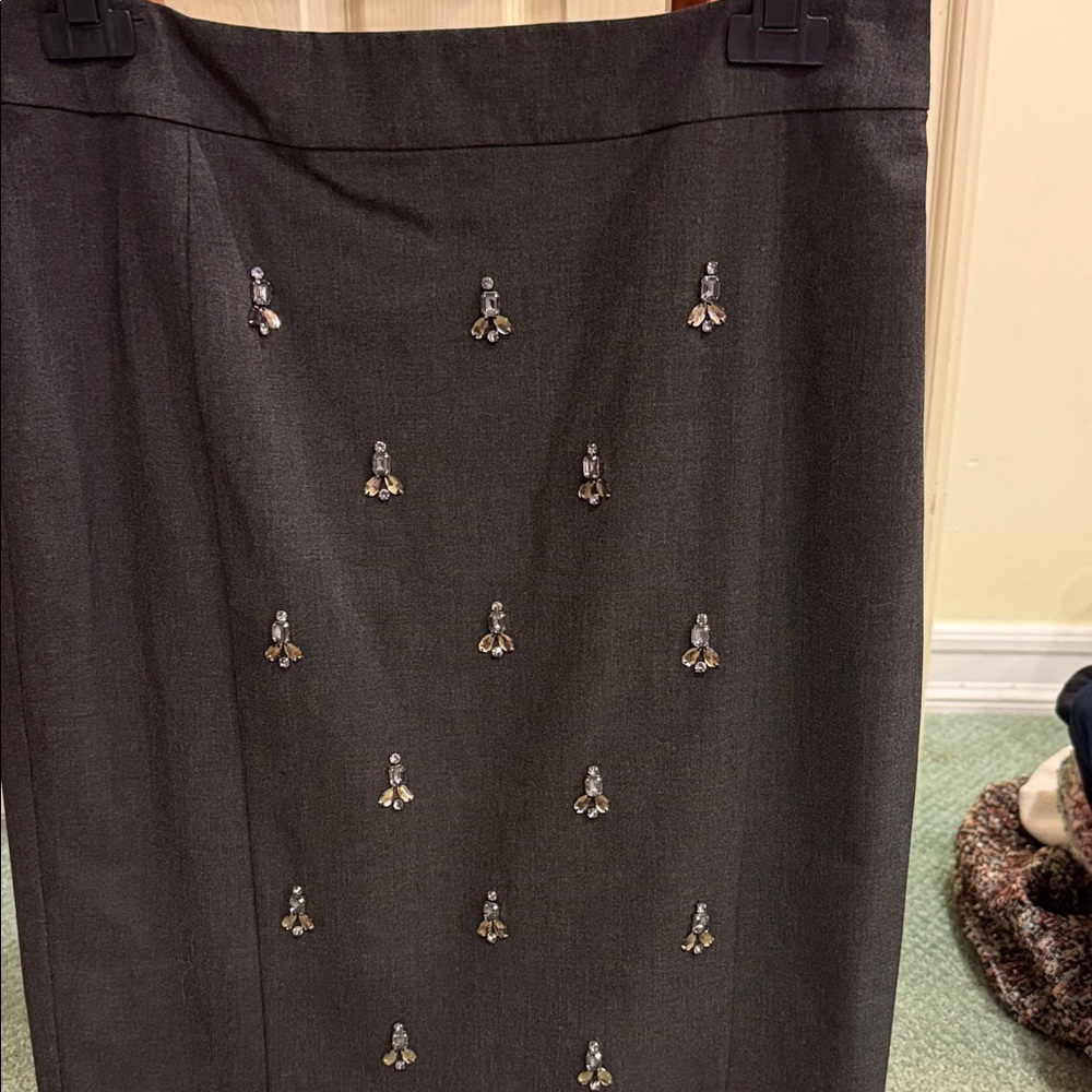Ann Taylor Charcoal Embellished Pencil Skirt